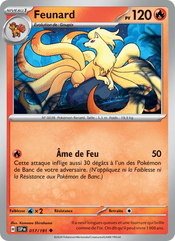 Carte Pokémon Feunard 017/191 de l'extension Étincelles Déferlantes