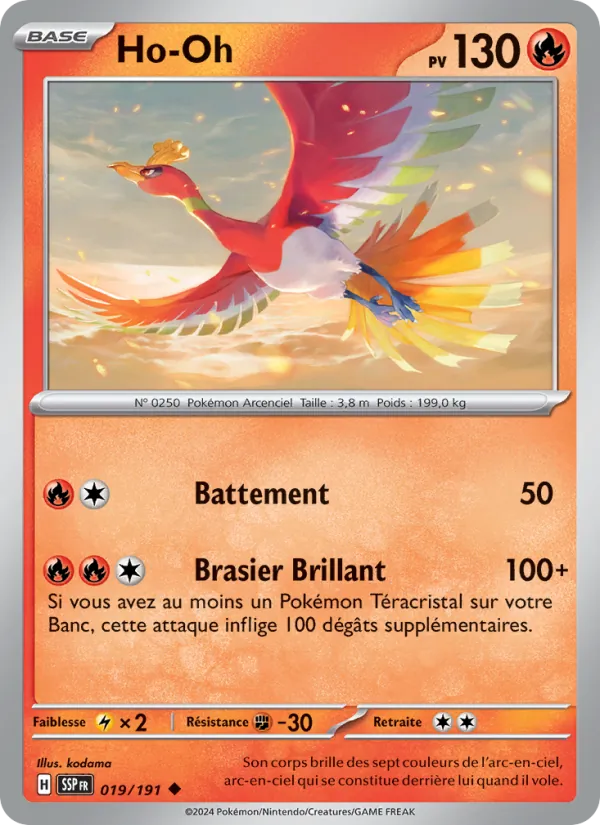 Carte Pokémon Ho-Oh 019/191 de l'extension Étincelles Déferlantes