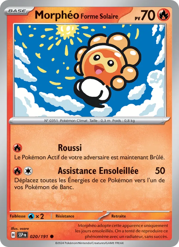 Carte Pokémon Morphéo Forme Solaire 020/191 de l'extension Étincelles Déferlantes