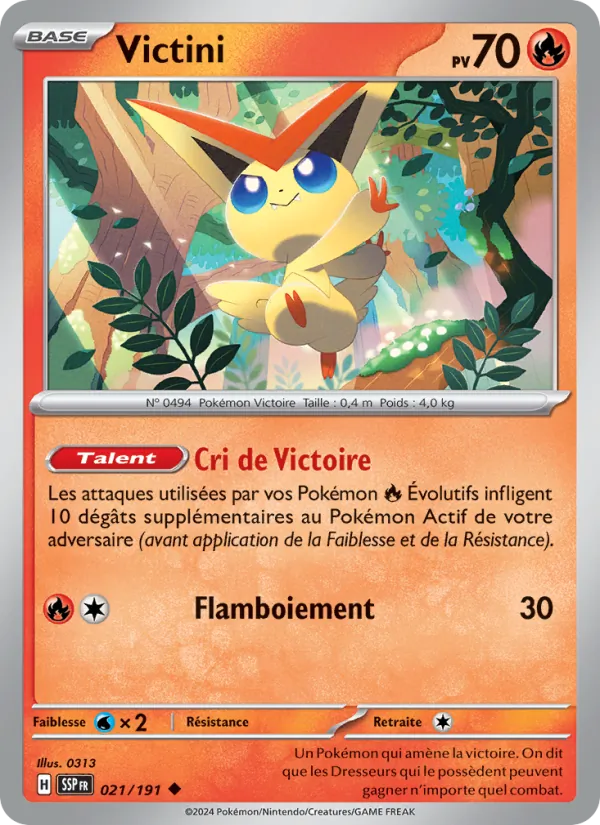 Carte Pokémon Victini 021/191 de l'extension Étincelles Déferlantes