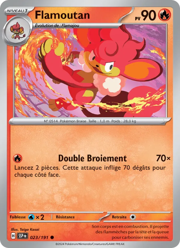 Carte Pokémon Flamoutan 023/191 de l'extension Étincelles Déferlantes