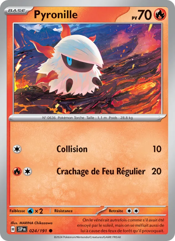 Carte Pokémon Pyronille 024/191 de l'extension Étincelles Déferlantes