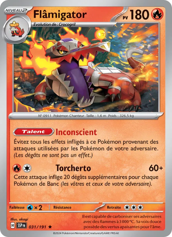 Carte Pokémon Flâmigator 031/191 de l'extension Étincelles Déferlantes