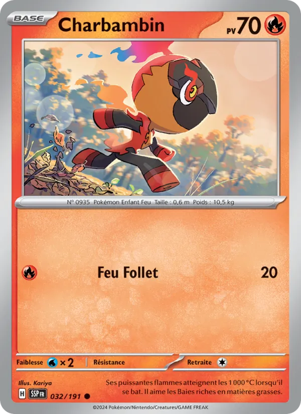 Carte Pokémon Charbambin 032/191 de l'extension Étincelles Déferlantes
