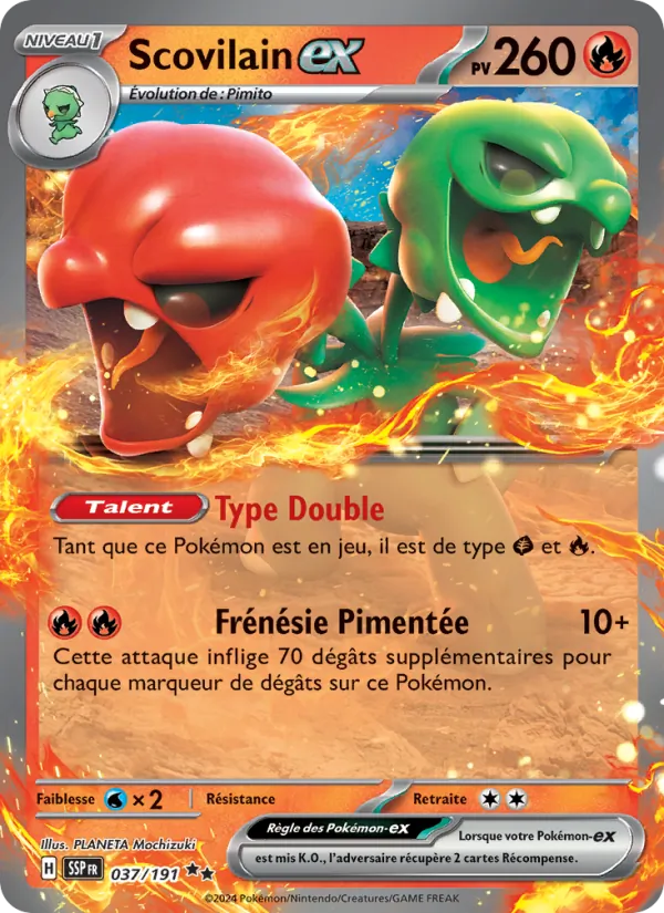 Carte Pokémon Scovilain-ex 037/191 de l'extension Étincelles Déferlantes