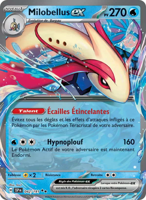 Carte Pokémon Milobellus-ex 042/191 de l'extension Étincelles Déferlantes