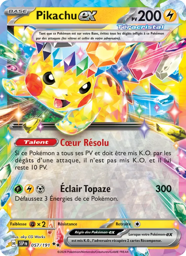 Carte Pokémon Pikachu-ex 057/191 de l'extension Étincelles Déferlantes