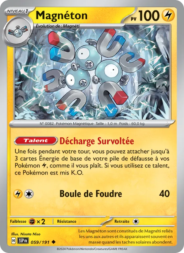 Carte Pokémon Magnéton 059/191 de l'extension Étincelles Déferlantes