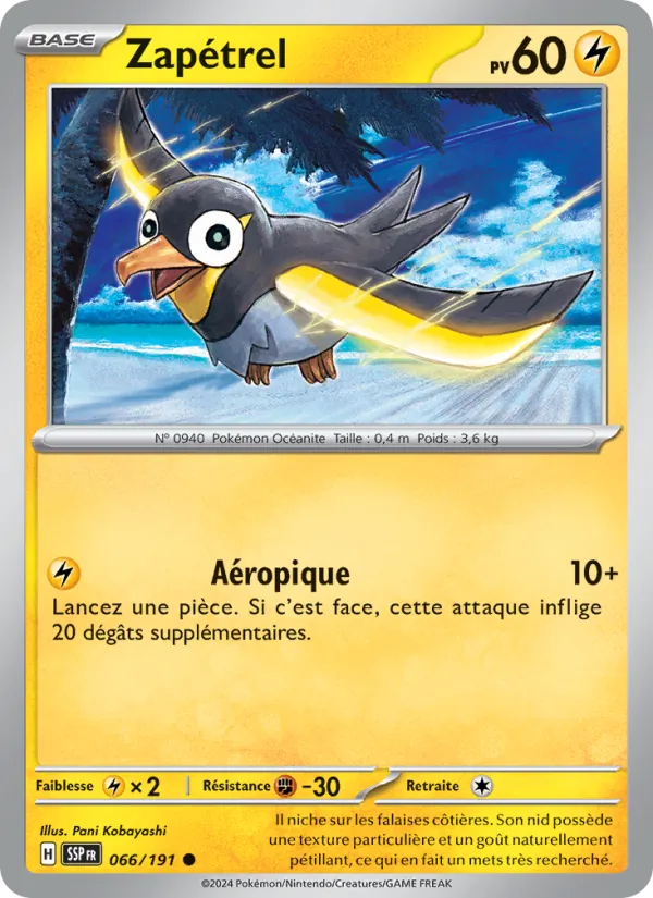 Carte Pokémon Zapétrel 066/191 de l'extension Étincelles Déferlantes