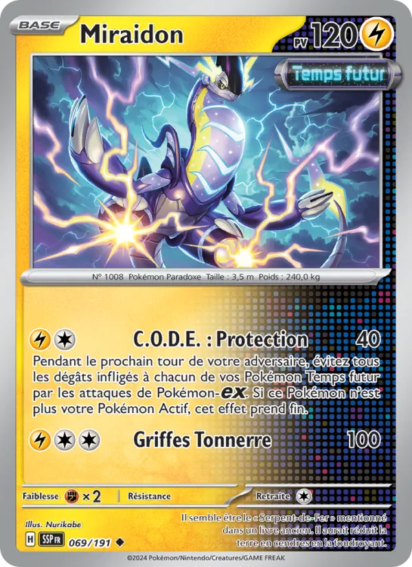 Carte Pokémon Miraidon 069/191 de l'extension Étincelles Déferlantes