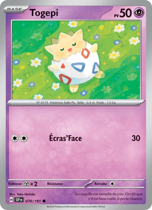 Carte Pokémon Togepi 070/191 de l'extension Étincelles Déferlantes