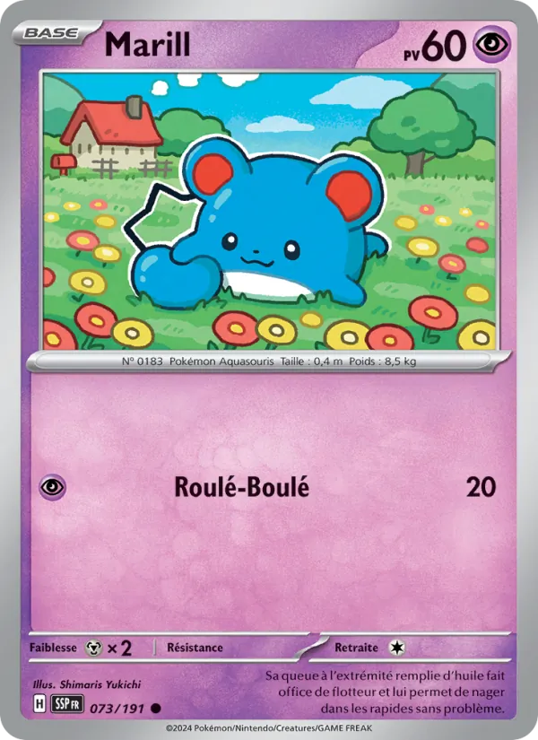 Carte Pokémon Marill 073/191 de l'extension Étincelles Déferlantes