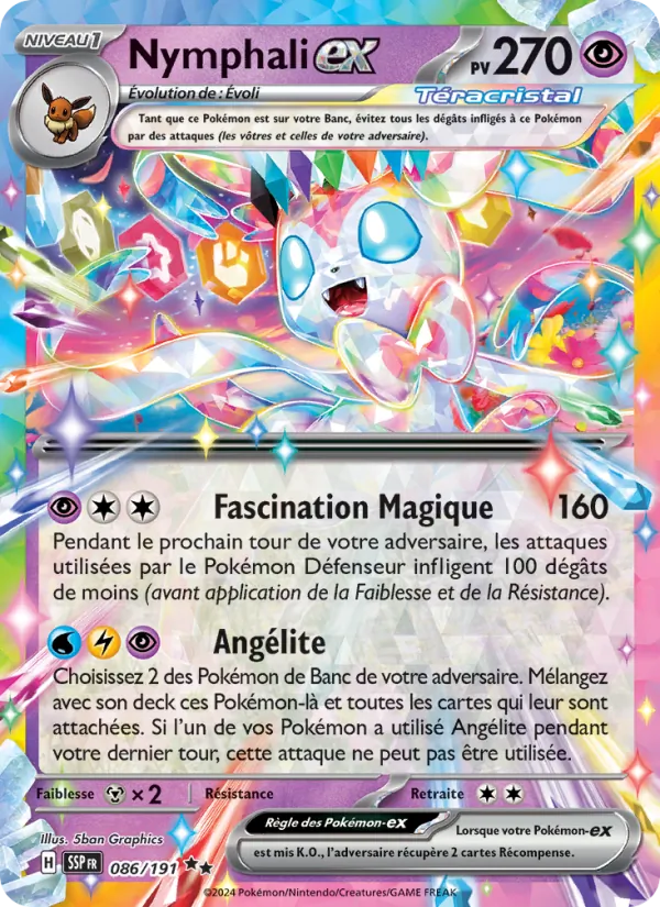 Carte Pokémon Nymphali-ex 086/191 de l'extension Étincelles Déferlantes