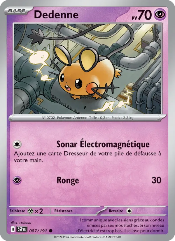 Carte Pokémon Dedenne 087/191 de l'extension Étincelles Déferlantes