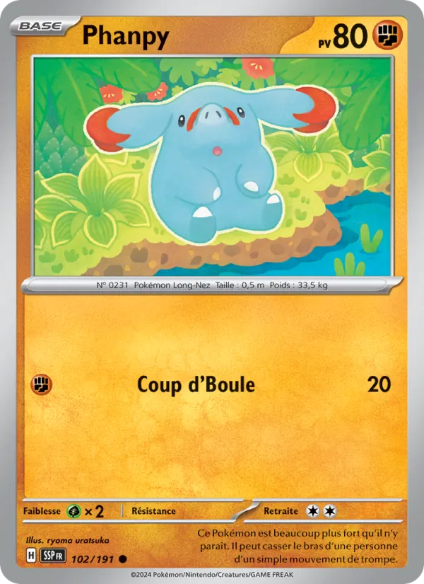 Carte Pokémon Phanpy 102/191 de l'extension Étincelles Déferlantes