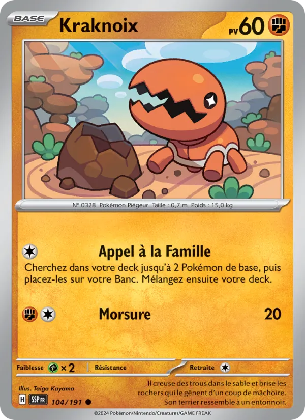 Carte Pokémon Kraknoix 104/191 de l'extension Étincelles Déferlantes