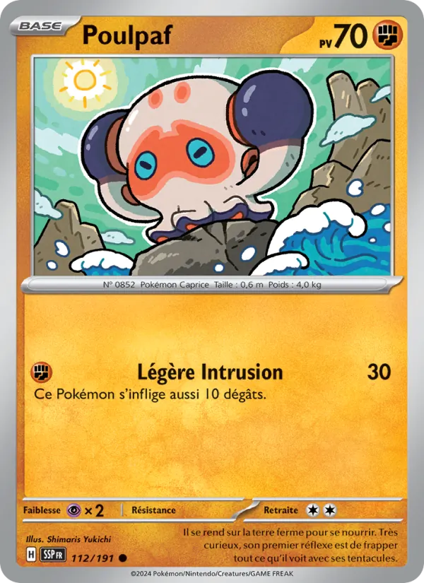 Carte Pokémon Poulpaf 112/191 de l'extension Étincelles Déferlantes