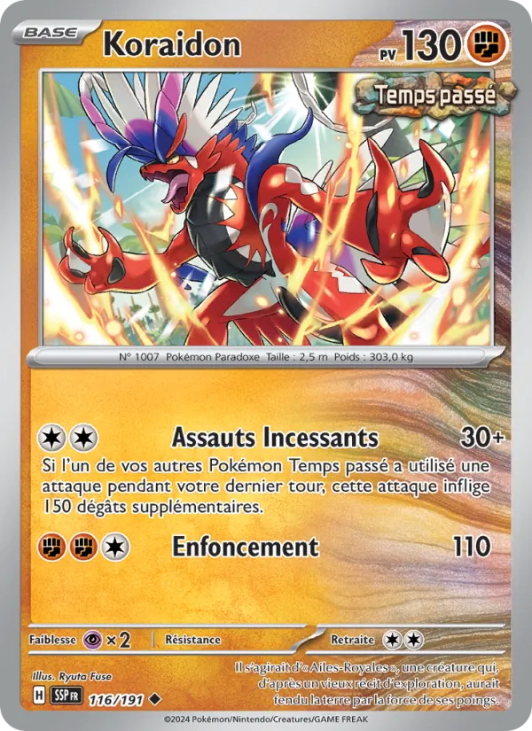 Carte Pokémon Koraidon 116/191 de l'extension Étincelles Déferlantes