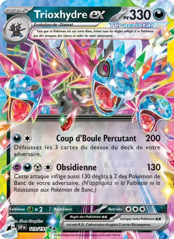 Carte Pokémon Trioxhydre-ex 119/191 de l'extension Étincelles Déferlantes