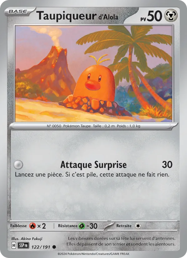 Carte Pokémon Taupiqueur d'Alola 122/191 de l'extension Étincelles Déferlantes