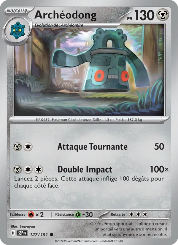 Carte Pokémon Archéodong 127/191 de l'extension Étincelles Déferlantes