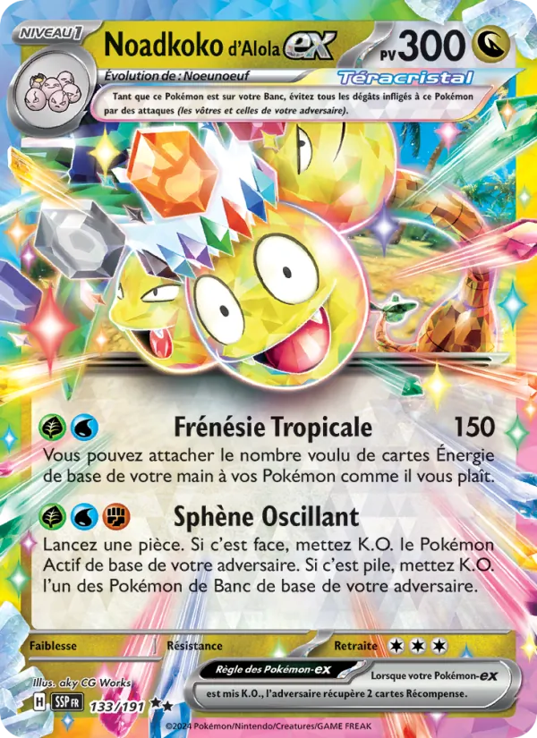 Carte Pokémon Noadkoko d'Alola-ex 133/191 de l'extension Étincelles Déferlantes