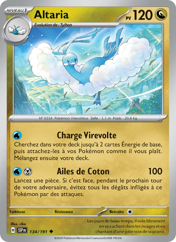 Carte Pokémon Altaria 134/191 de l'extension Étincelles Déferlantes