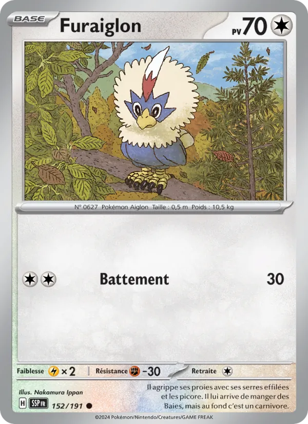 Carte Pokémon Furaiglon 152/191 de l'extension Étincelles Déferlantes