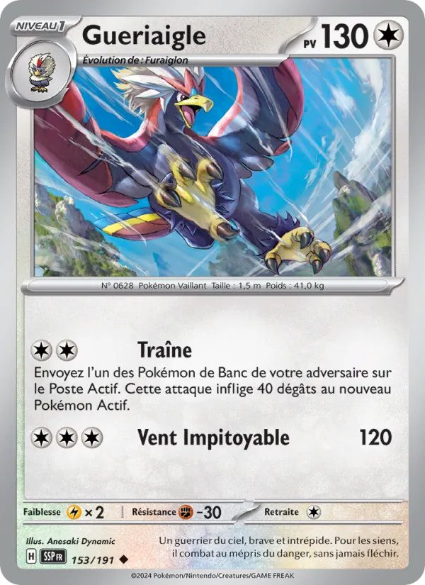 Carte Pokémon Gueriaigle 153/191 de l'extension Étincelles Déferlantes