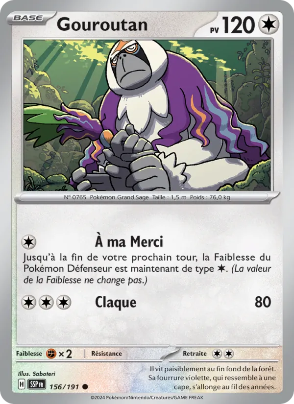 Carte Pokémon Gouroutan 156/191 de l'extension Étincelles Déferlantes