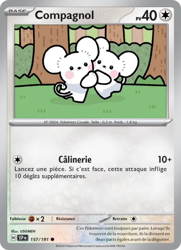 Carte Pokémon Compagnol 157/191 de l'extension Étincelles Déferlantes