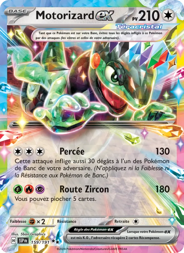Carte Pokémon Motorizard-ex 159/191 de l'extension Étincelles Déferlantes