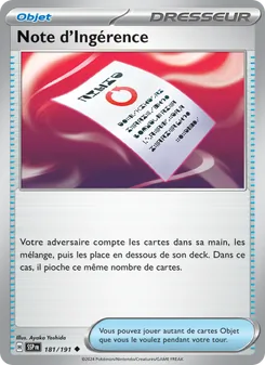 Carte Pokémon Note d'Ingérence 181