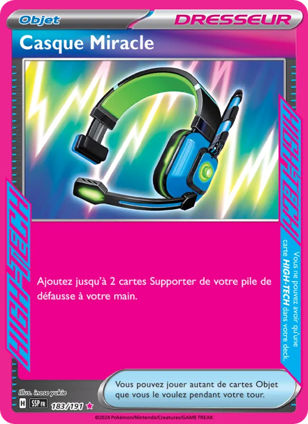 Carte Pokémon Casque Miracle 183/191 de l'extension Étincelles Déferlantes