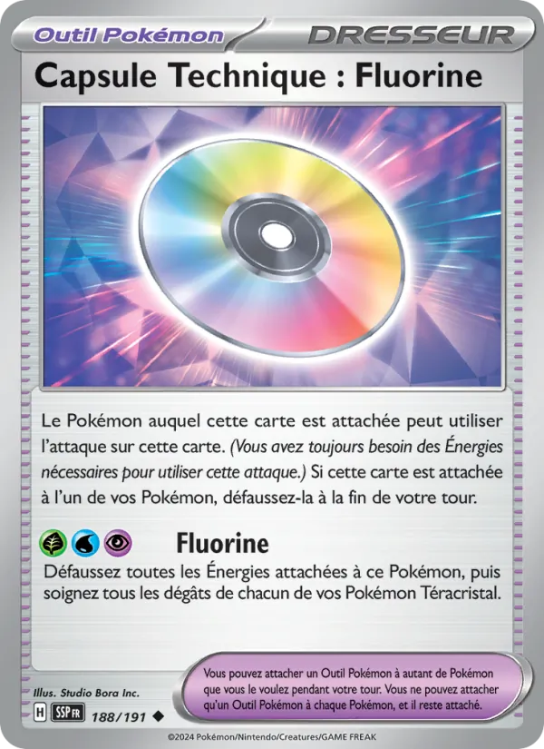 Carte Pokémon Capsule Technique : Fluorine 188/191 de l'extension Étincelles Déferlantes