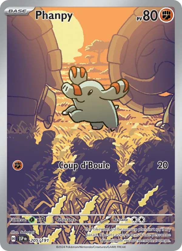 Carte Pokémon Phanpy 205/191 de l'extension Étincelles Déferlantes
