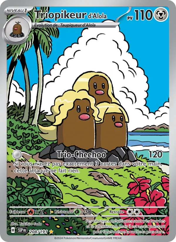 Carte Pokémon Triopikeur d'Alola 208/191 de l'extension Étincelles Déferlantes
