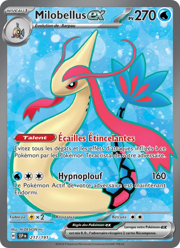 Carte Pokémon Milobellus-ex 217/191 de l'extension Étincelles Déferlantes