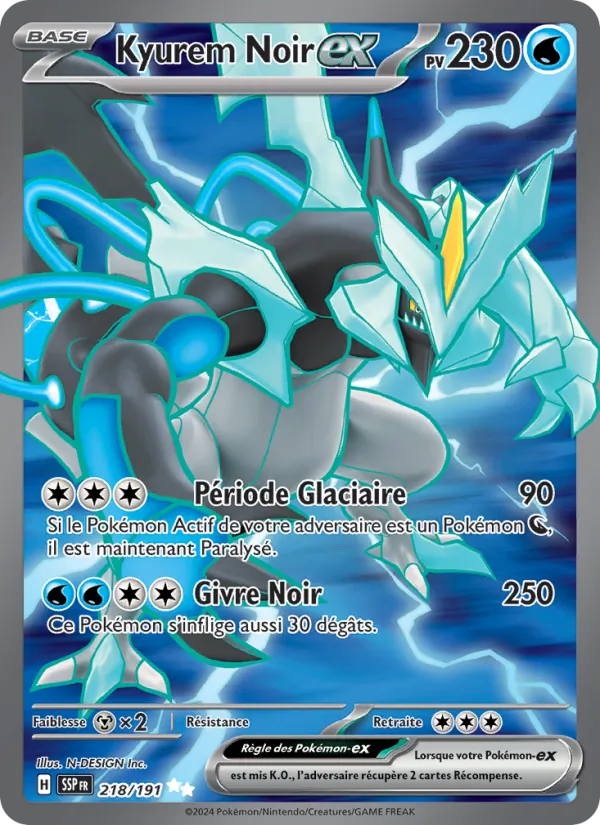Carte Pokémon Kyurem Noir-ex 218/191 de l'extension Étincelles Déferlantes