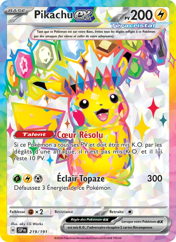 Carte Pokémon Pikachu-ex 219/191 de l'extension Étincelles Déferlantes