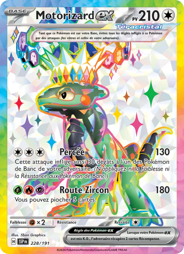 Carte Pokémon Motorizard-ex 228/191 de l'extension Étincelles Déferlantes