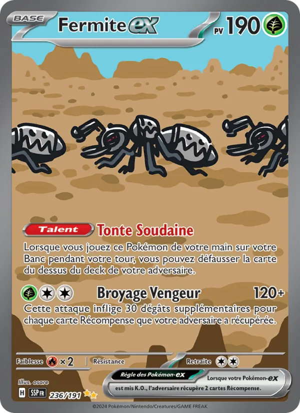 Carte Pokémon Fermite-ex 236/191 de l'extension Étincelles Déferlantes