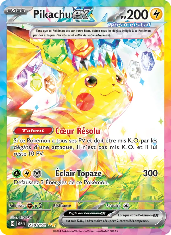 Carte Pokémon Pikachu-ex 238/191 de l'extension Étincelles Déferlantes