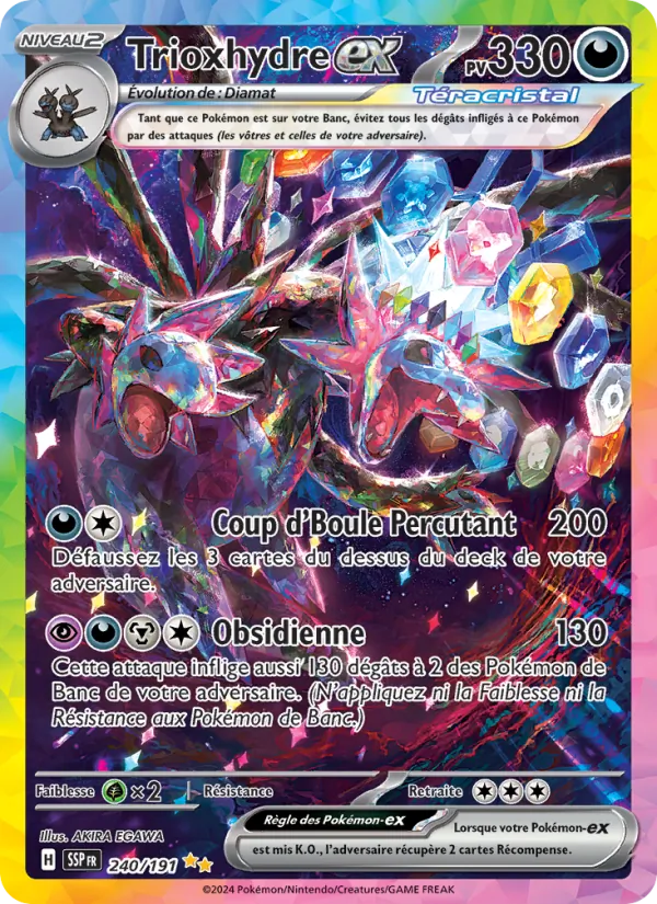 Carte Pokémon Trioxhydre-ex 240/191 de l'extension Étincelles Déferlantes