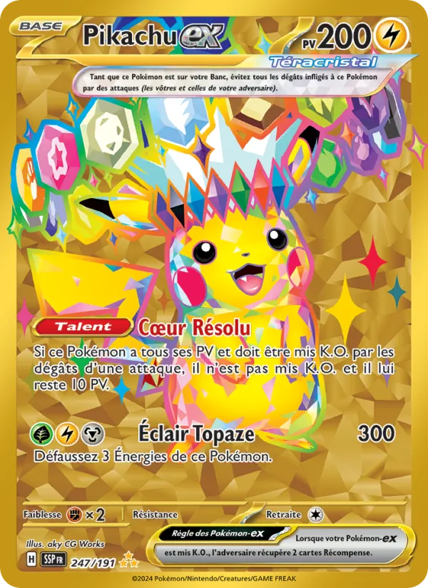 Carte Pokémon Pikachu-ex 247/191 de l'extension Étincelles Déferlantes