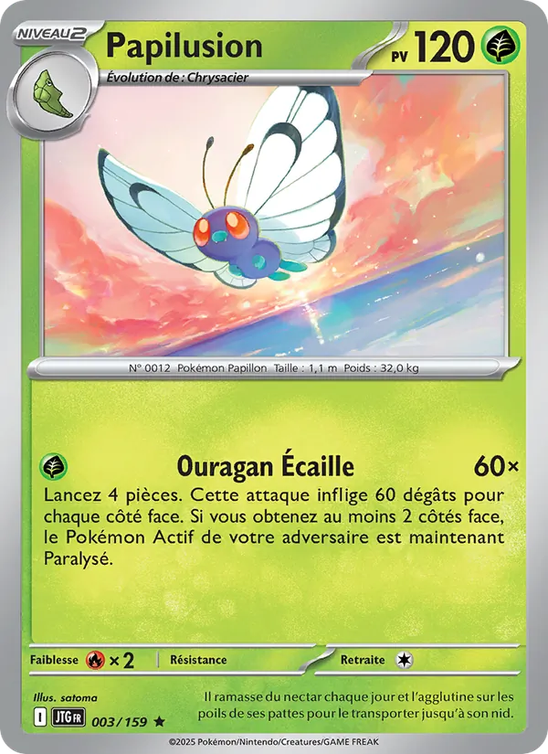 Carte Pokémon Papilusion 003/159 de l'extension Aventures Ensemble