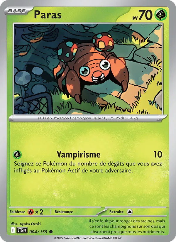Carte Pokémon Paras 004/159 de l'extension Aventures Ensemble