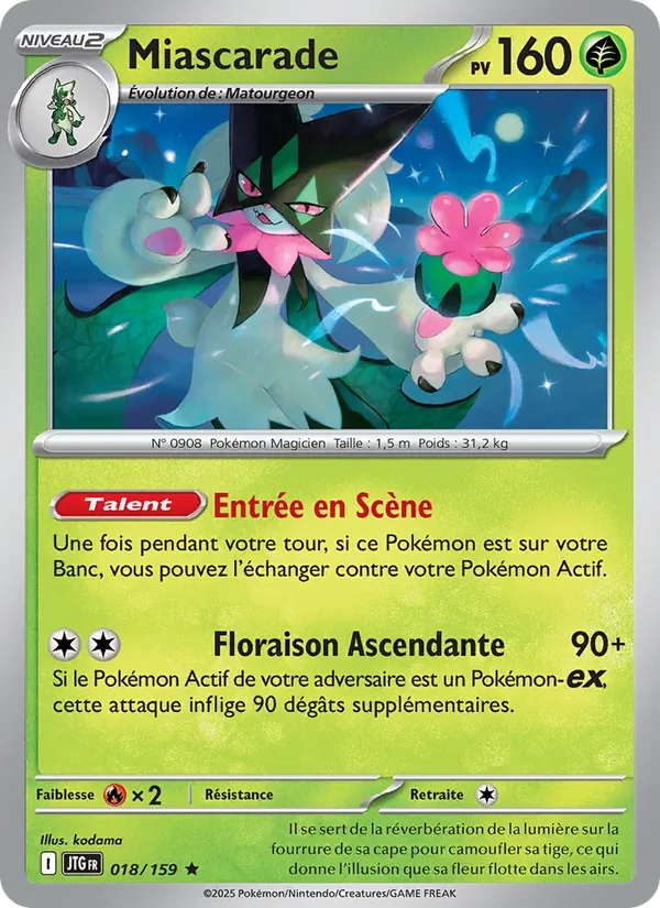 Carte Pokémon Miascarade 018/159 de l'extension Aventures Ensemble