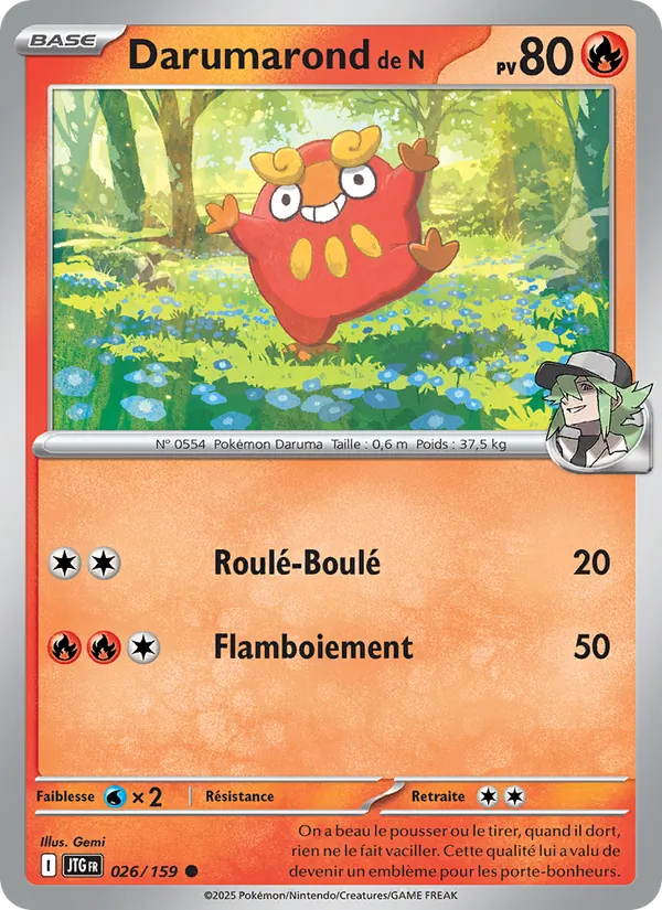 Carte Pokémon Darumarond de N 026/159 de l'extension Aventures Ensemble
