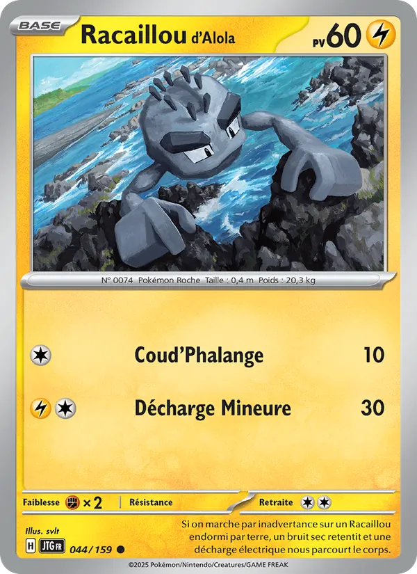 Carte Pokémon Racaillou d'Alola 044/159 de l'extension Aventures Ensemble